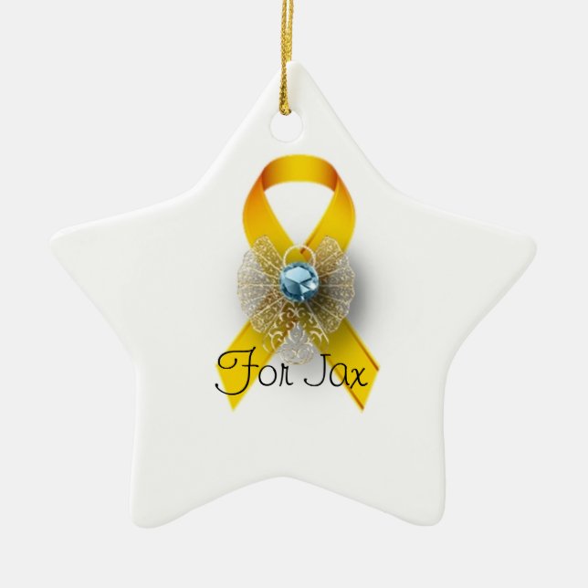 Personalised star shape childhood cancer ornament (Front)