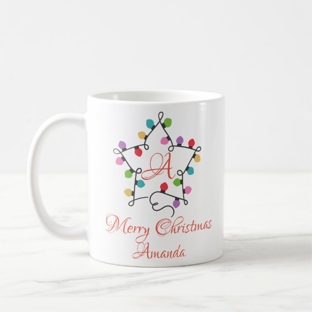 Personalised  star shape light- merry christmas coffee mug (Left)