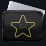 Personalised Star Tablet Case<br><div class="desc">For the movie buff...  or for any shining star you may know... 

A black background with a gold star...  and gold cursive lettering...  personalised with a special name... 

Great little gift idea...  for birthdays,  celebrations,  holidays and more...  or add a touch of vintage charm to your own device... </div>