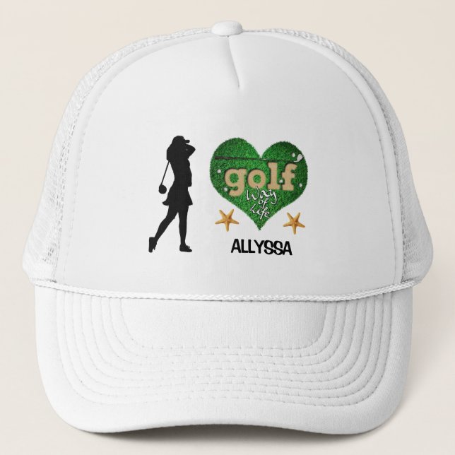 Personalised Starfish Female Silhouette GOLF  Trucker Hat (Front)