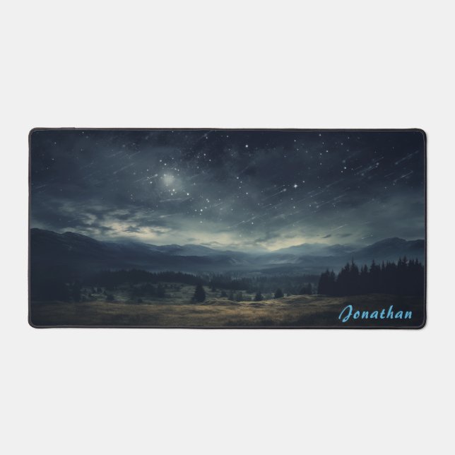 Personalised Starry Night Landscape Desk Mat  (Front)