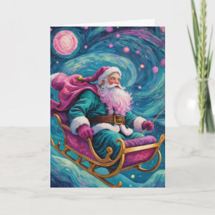 Personalised Starry Night Santa Claus Card