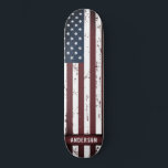 Personalised Stars and Stripes American Flag  Skateboard<br><div class="desc">American Flag Skateboard - American flag in a rustic distressed design . Personalise this stars and stripes skateboard with monogram name. This personalised american flag red white and blue skateboard deck is perfect. Visit our patriotic american flag collection for matching american flag gifts and decor. COPYRIGHT © 2020 Judy Burrows,...</div>