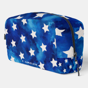 Personalised Stars Blue Tie Dye Family Event Dopp Kit