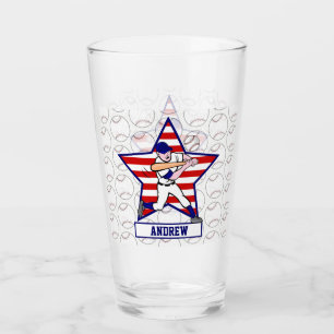 Personalised stars n stripes baseball glass