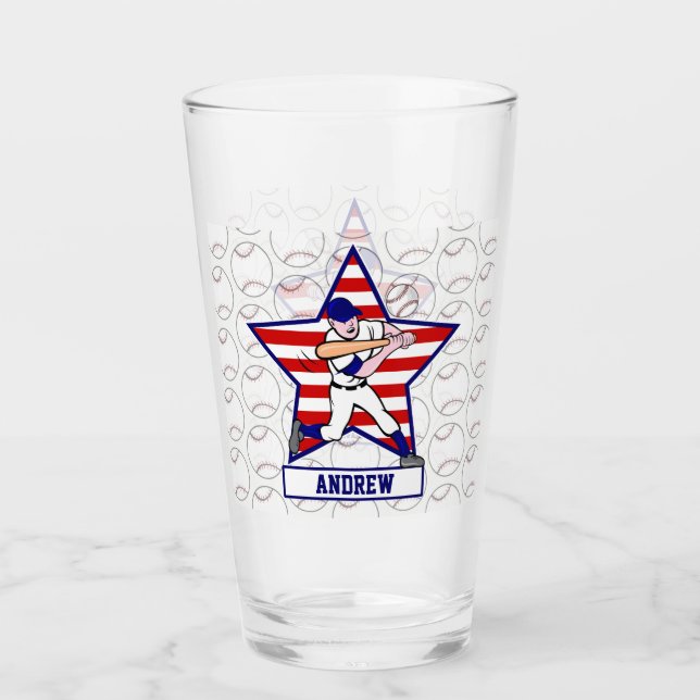Personalised stars n stripes baseball glass (Front)