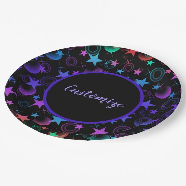 Personalised Stars 'n Stuff Pattern Paper Plate (Angled)