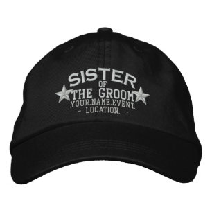 Personalised Stars Sister of the Groom Embroidery Embroidered Hat