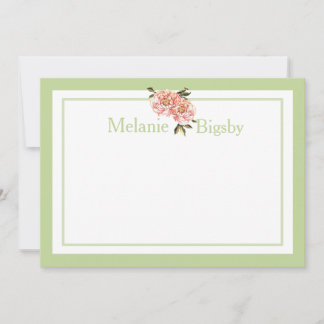 Personalised Stationary Cards Pink Green Floral