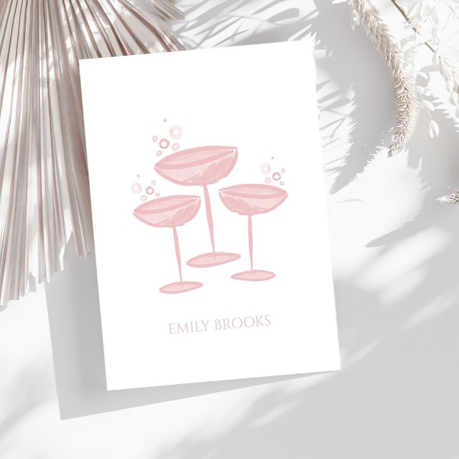 Personalised Stationary Pink Champagne Glasses Thank You Card (Creator Uploaded)