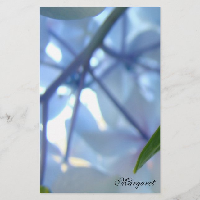 Personalised Stationery Blue Hydrangea Flowers (Front)