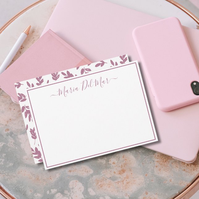 Personalised Stationery Botanical Dusty Rose Card (Creator Uploaded)