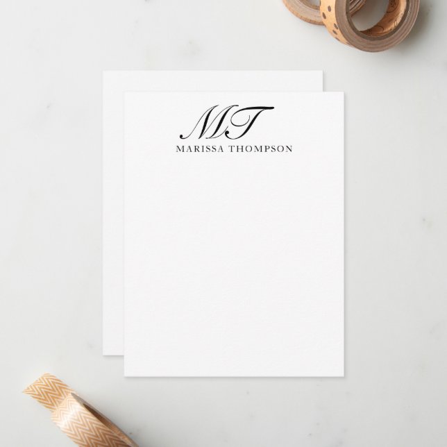 Personalised Stationery Elegant Script Monogrammed Card (Front/Back In Situ)