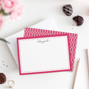 Personalised Stationery Flat Card   Raspberry