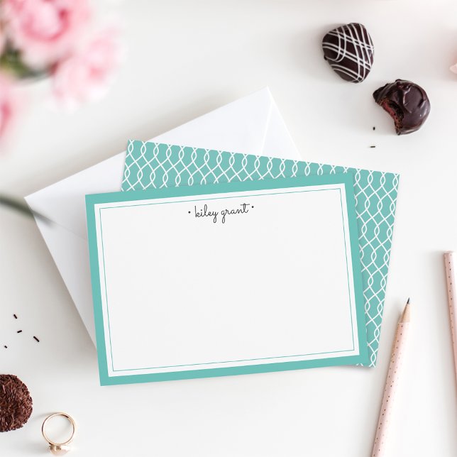 Personalised Stationery Flat Card | Turquoise (Creator Uploaded)