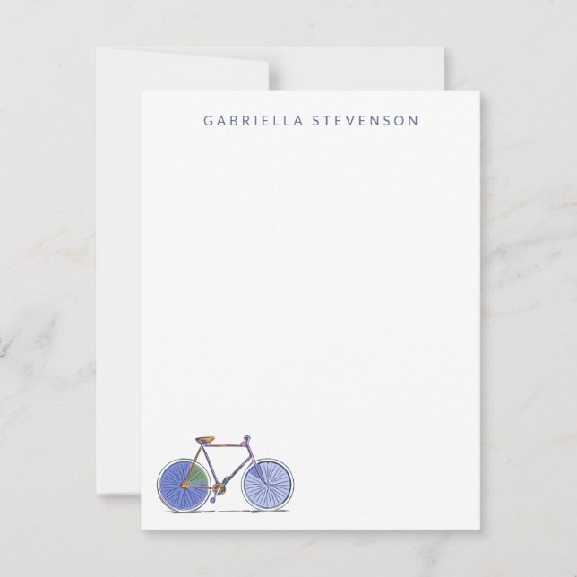 Personalised Stationery Minimalist Bicycle Cycling Card (Front)