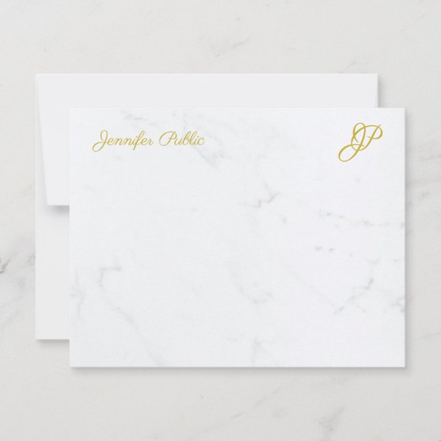 Personalised Stationery Modern Simple Gold Script Card (Front)