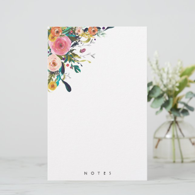 Personalised Stationery Multi Flower Floral Pink  (Standing Front)