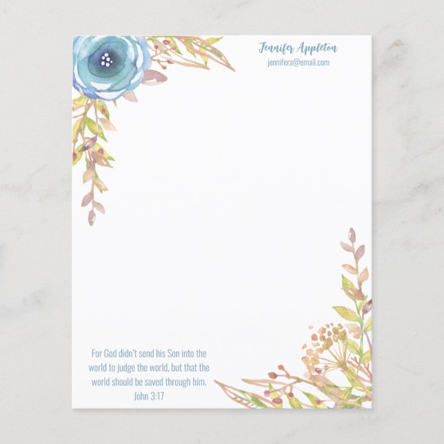 Personalised Stationery | Scripture | Dusty Blue Flyer (Front)