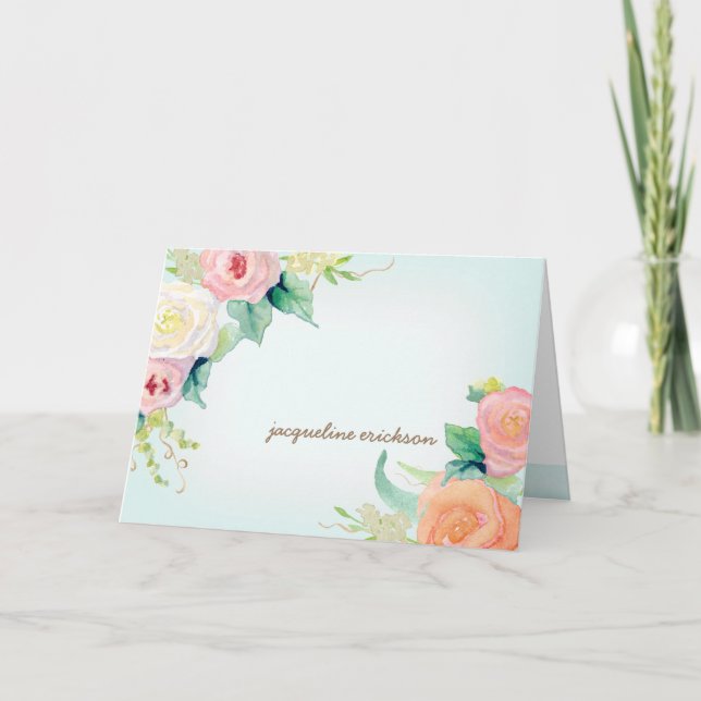 Personalised Stationery Simple Modern Watercolor Note Card (Front)