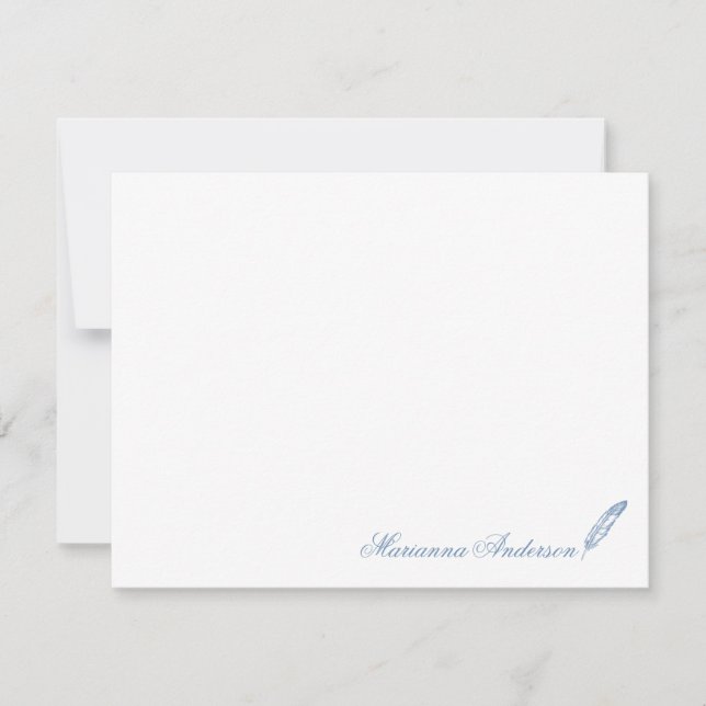 Personalised Stationery with Feather Writer Card (Front)