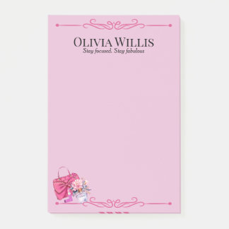 Personalised "Stay Focused. Stay Fabulous" Pink Post-it Notes