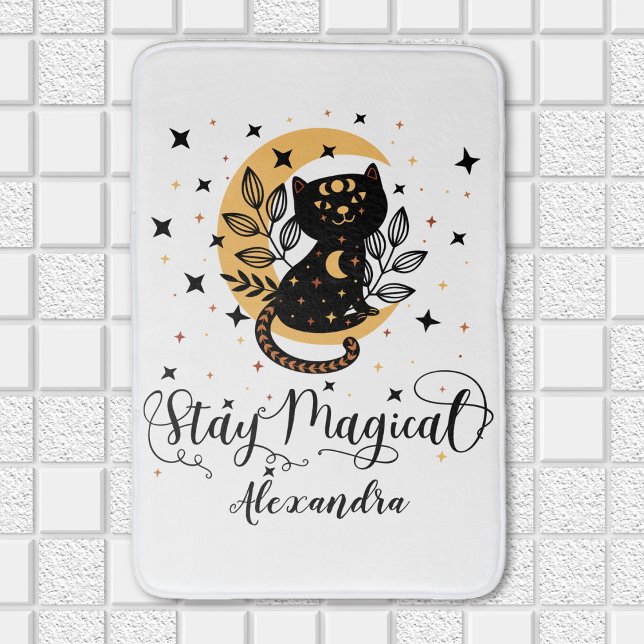 Personalised Stay Magical Cat Themed Bath Mat (Personalized Stay Magical Cat Themed Bath Mat)