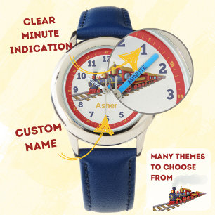 Personalised Steam Train Kids Learn to Tell Time Watch