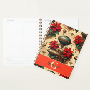 Personalised Steampunk Airship with Poinsettia Planner