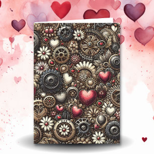 Personalised Steampunk Hearts Valentine's Day Card