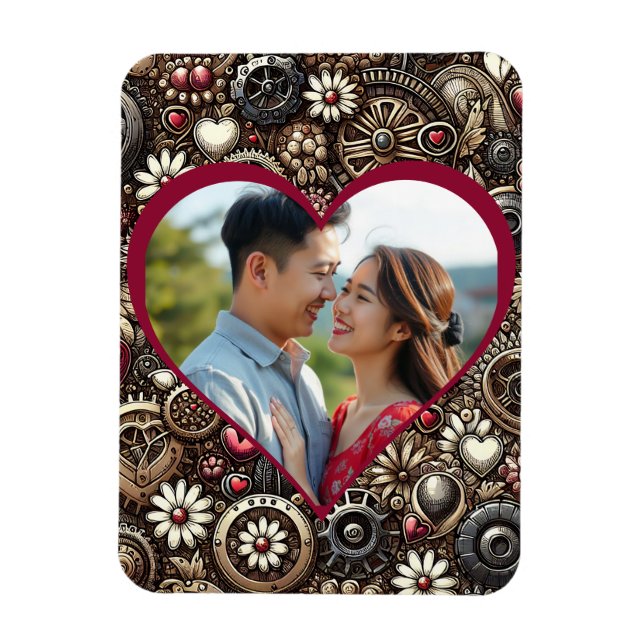 Personalised Steampunk Hearts Valentine's Day Magnet (Vertical)