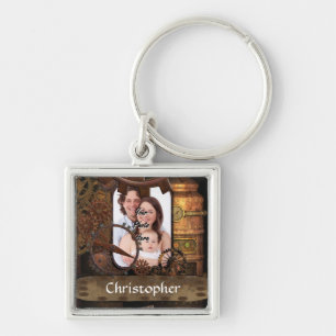Personalised steampunk machinery key ring