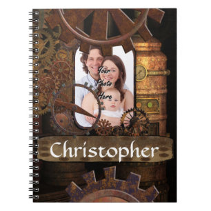 Personalised steampunk machinery spiral notebook