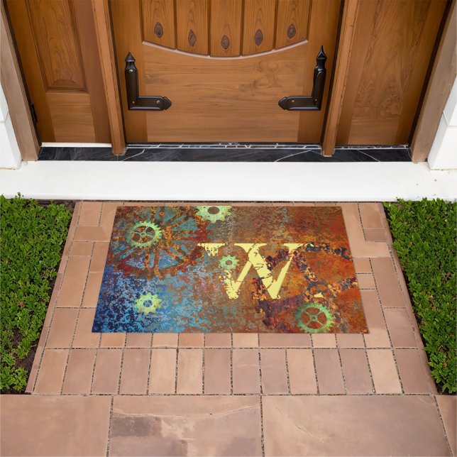 Personalised Steampunk Rusty Clockwork Gears Doormat (Outdoor)
