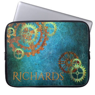 Personalised Steampunk Rusty Gears Laptop Sleeve