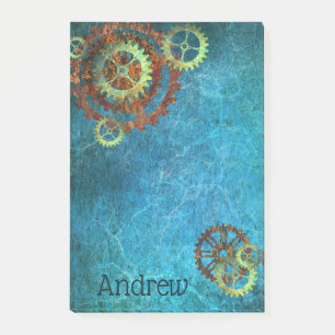 Personalised Steampunk Rusty Gears Post-It Notes