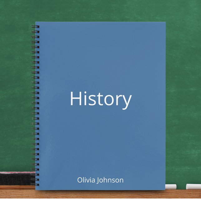 Personalised Steel Blue History Educational   Notebook (Delve Deeper into History with Our Captivating Blue Notebook.)