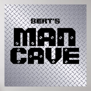 Personalised Steel Diamond Plate Man Cave Poster