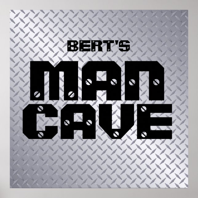 Personalised Steel Diamond Plate Man Cave Poster (Front)