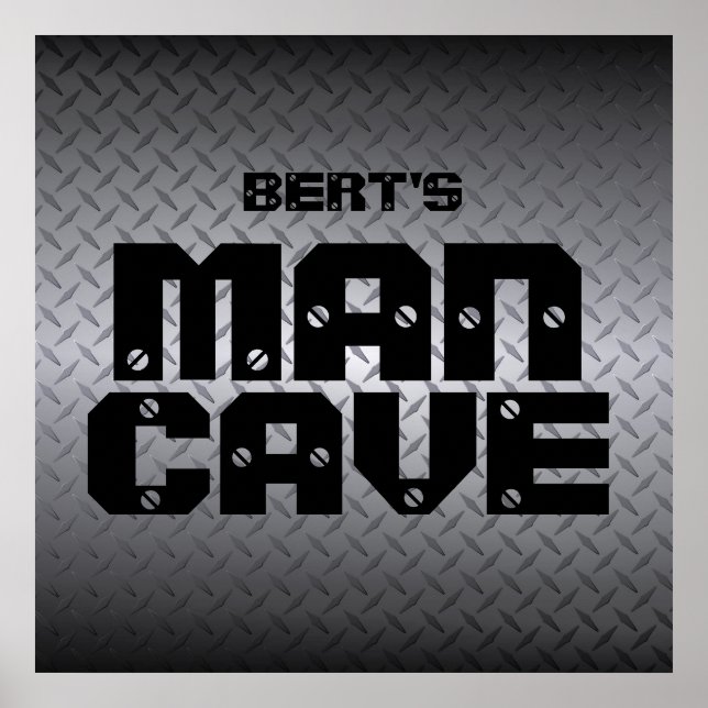 Personalised Steel Diamondplate Man Cave Poster (Front)