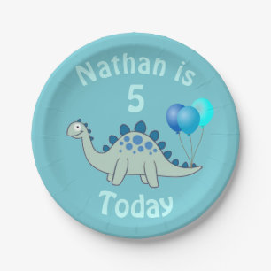 Personalised Stegosaurus Dinosaur Kids Birthday Paper Plate