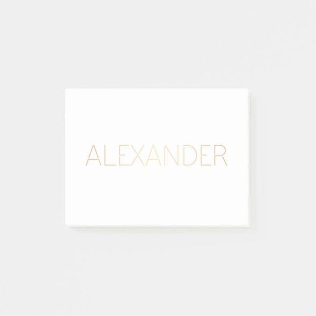 Personalised Stencil Font Alexander Gold Post-it Notes (Front)