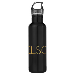 Personalised Stencil Font Kelson Gold Black 710 Ml Water Bottle