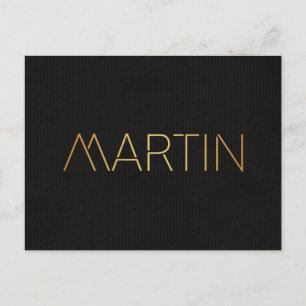 Personalised Stencil Font Martin Gold Black Postcard