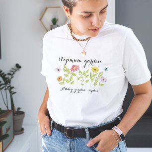 Personalised step kids name flowers mothers day T-Shirt