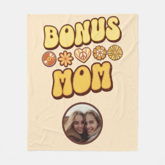Personalised Step mum Retro Groovy Bonus Mum  Fleece Blanket