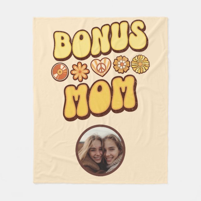 Personalised Step mum Retro Groovy Bonus Mum  Fleece Blanket (Front)