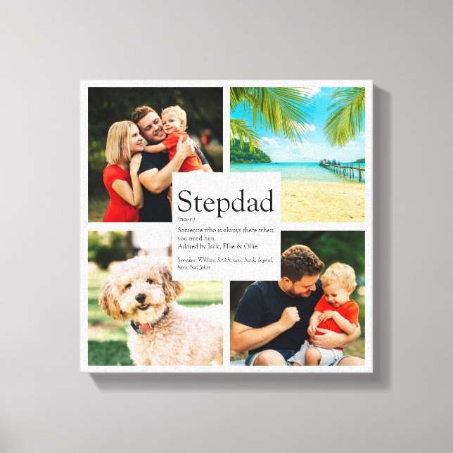 Personalised Stepdad Name Definition 4 Photo Canvas Print (Front)