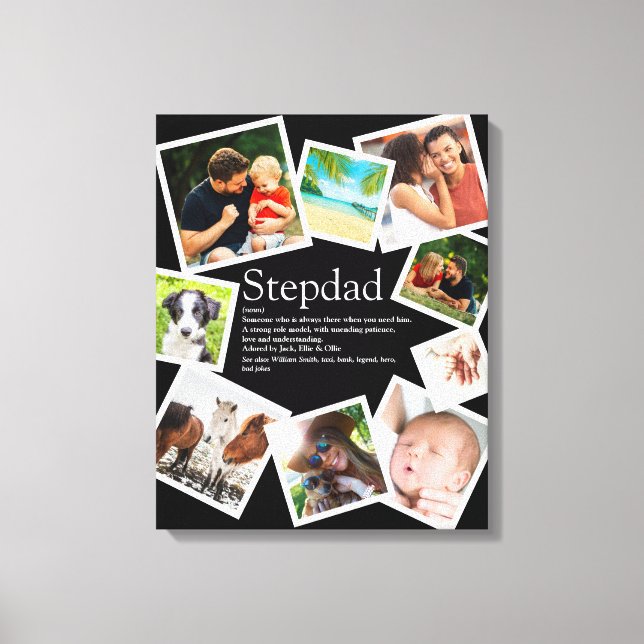Personalised Stepdad Name Definition 9 Photo Canvas Print (Front)