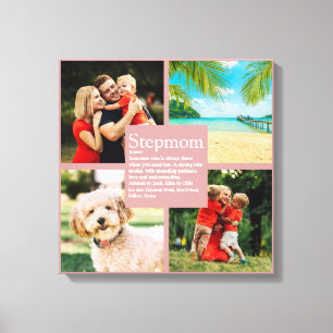 Personalised Stepmom Definition 4 Photo Blush Pink Canvas Print